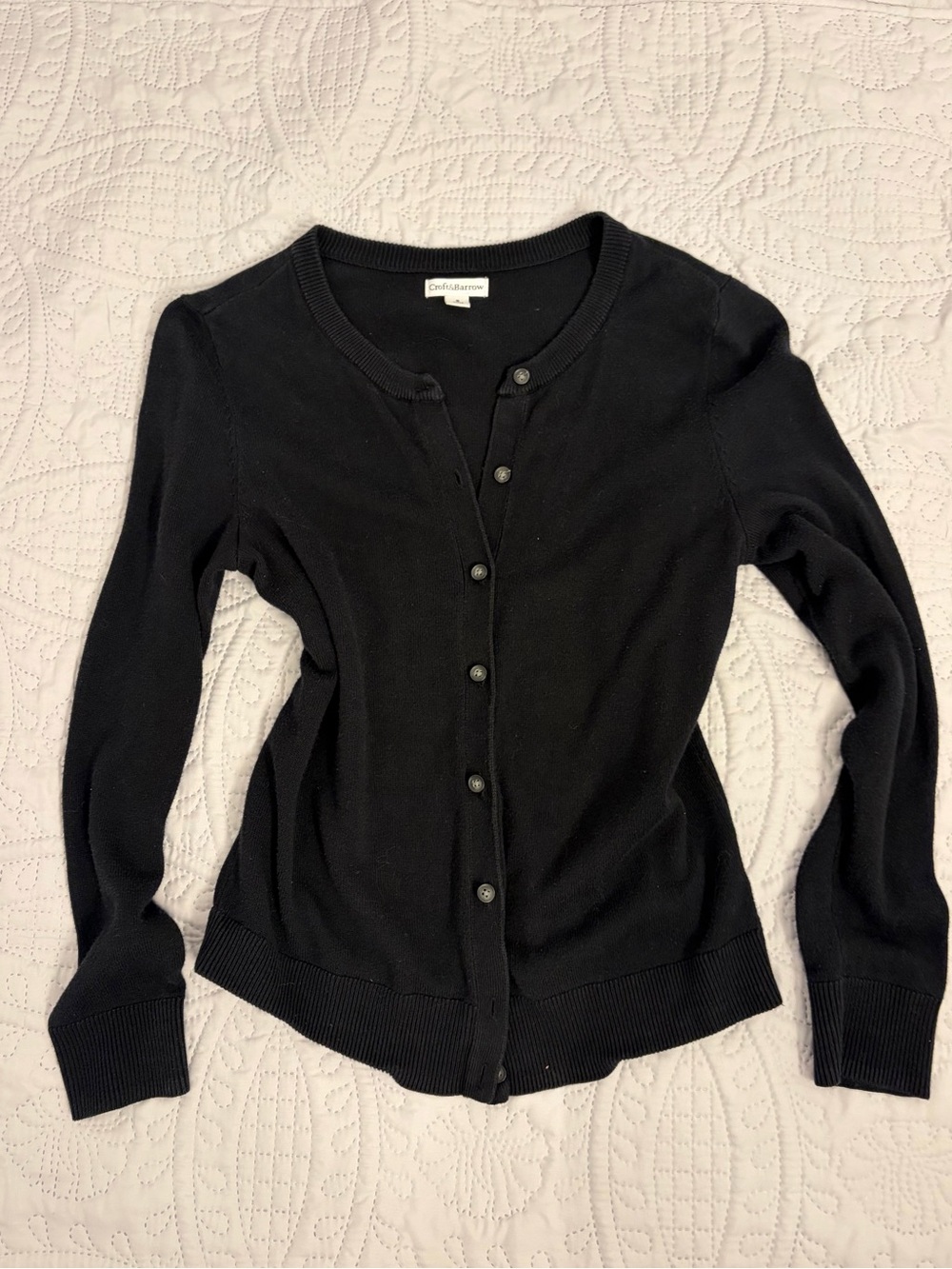croft & barrow Black Button-Front Women’s Cardigan-size small